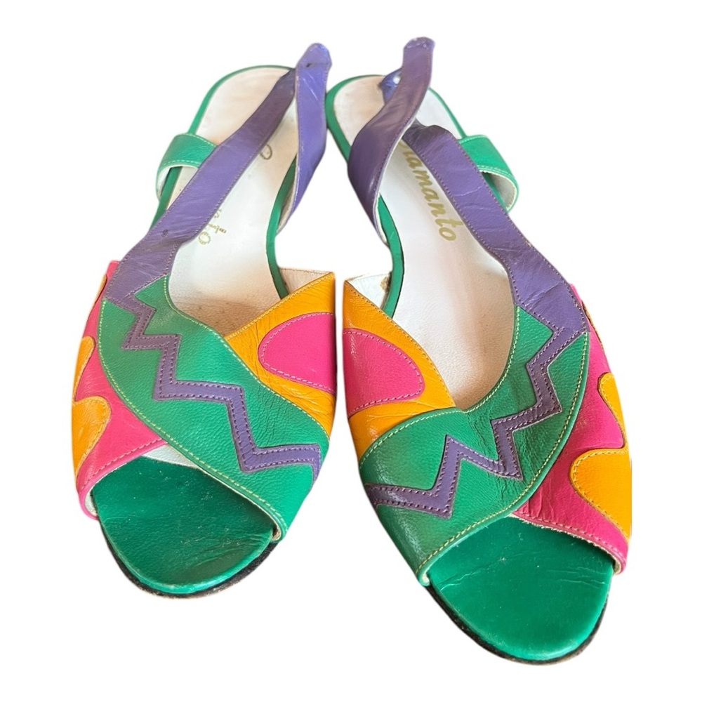Vintage 80’s Siammanto Colorful Women's Slingback Flats